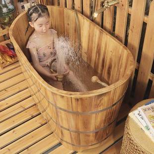 QPX澡儿童圆形268洗沐桶实木保温浴缸家用木桶沐浴小浴户桶型木制