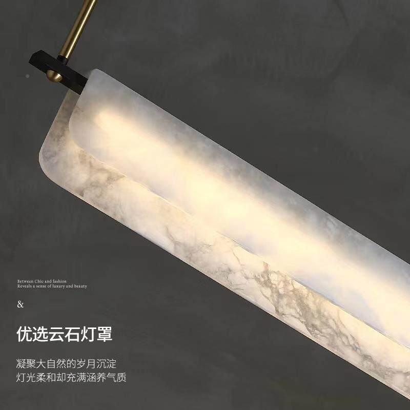 中新式轻奢全37条铜云石极简一字长吊灯现代简约吧台岛台茶室餐厅
