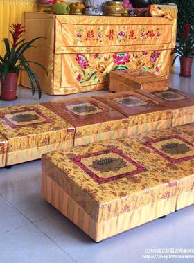 用家拜忏垫拜垫拜墩tb-55355地垫实木莲花禅修垫礼坐佛垫磕头拜凳