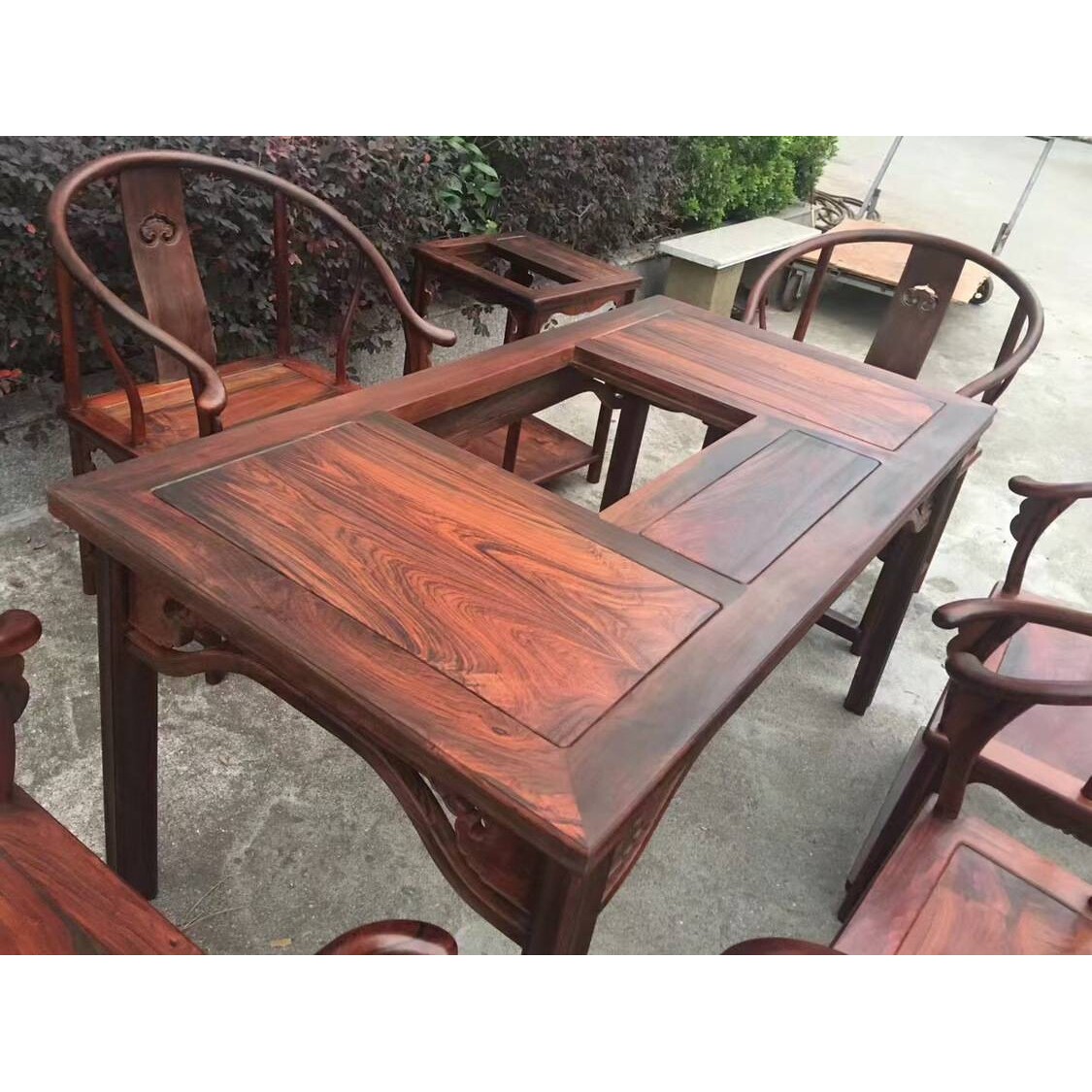 老挝大红酸枝交趾黄檀新中式泡茶桌干泡茶桌茶台清式明式