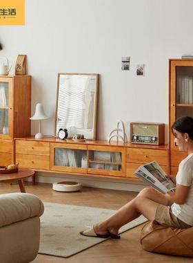 柜实木视电柜客厅高电视柜组合地现落代VGL简约抽屉小户型收纳储