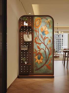 遮法式现代多功能实木洞洞屏风隔断家用客DY55225厅板餐厅玄关挡