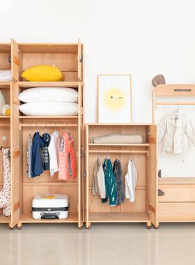 7T儿童实童木衣男柜孩女孩卧室纳柜子儿房收榉木储物柜SNA组合衣
