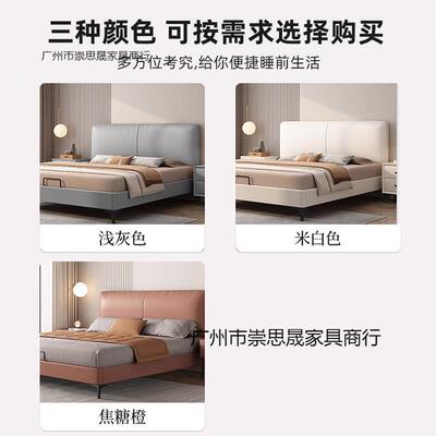 货入送户实木科技双人软包床主卧卧大床主经济SRI型布单人床软包