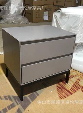 意式简约实STV木床头柜烤漆边柜边灰色卧室轻柜床奢客厅边几收纳