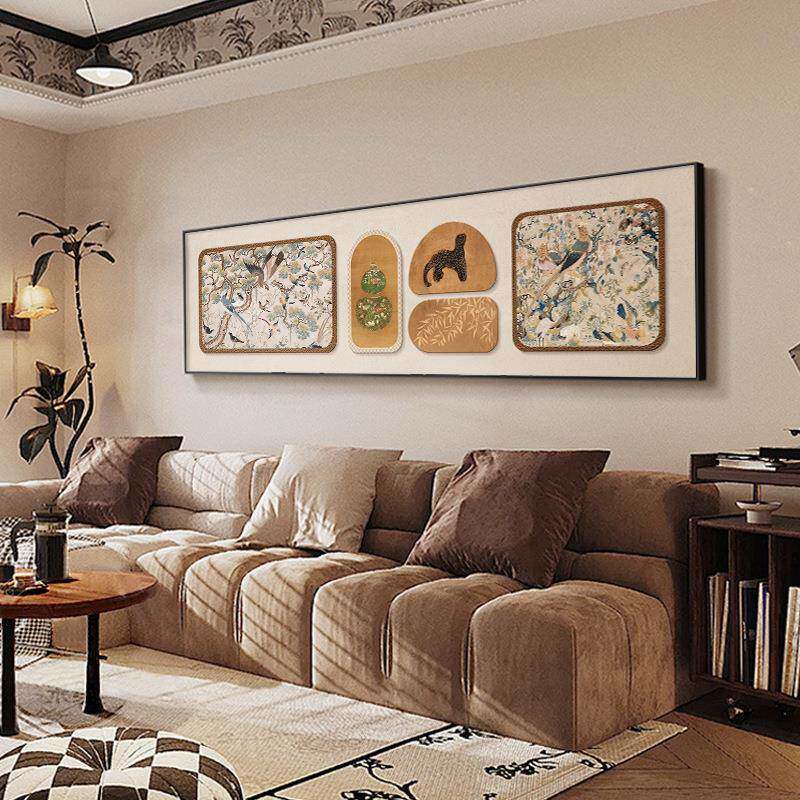 中古墨彩羽芳风钱金装豹卧室床头画葫芦寓意好的客厅挂画饰花鸟图