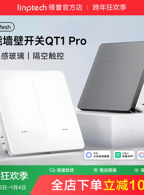 linptech领普QT1Pro智能开关AG玻璃面板语音控制无线情景双三开控