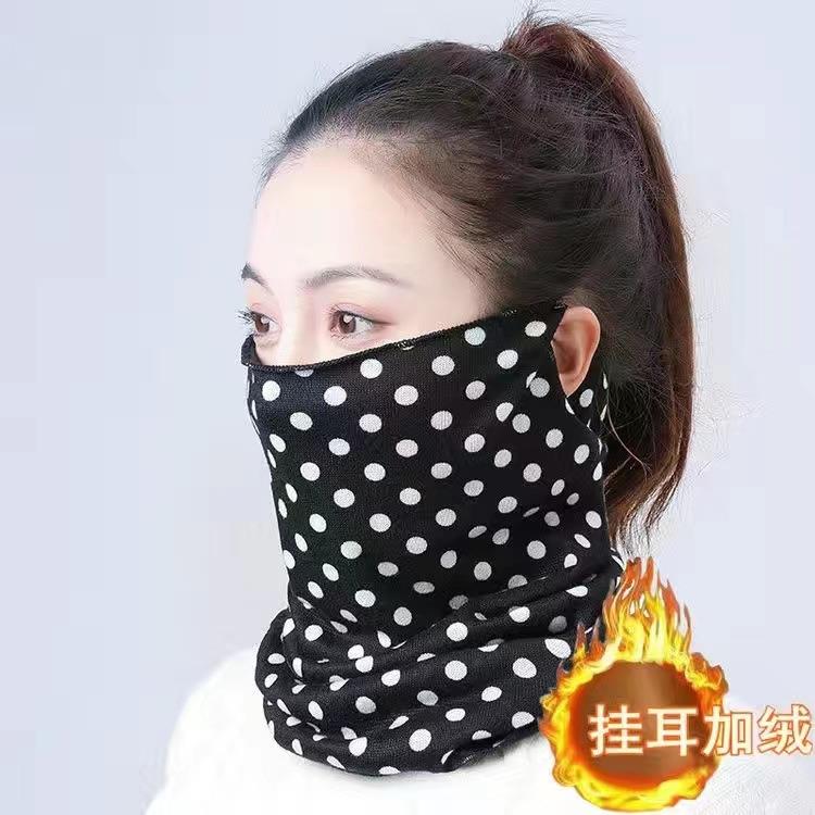 直销新款秋冬新款双层加绒加厚保暖面罩女大口罩骑电动车防风护颈