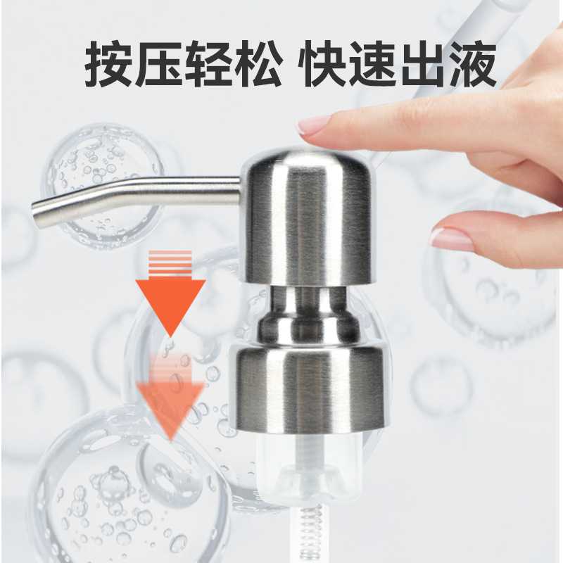 新款直销小圆头不锈钢泡沫泵头砂光乳液瓶按压喷头28牙洗手液瓶按