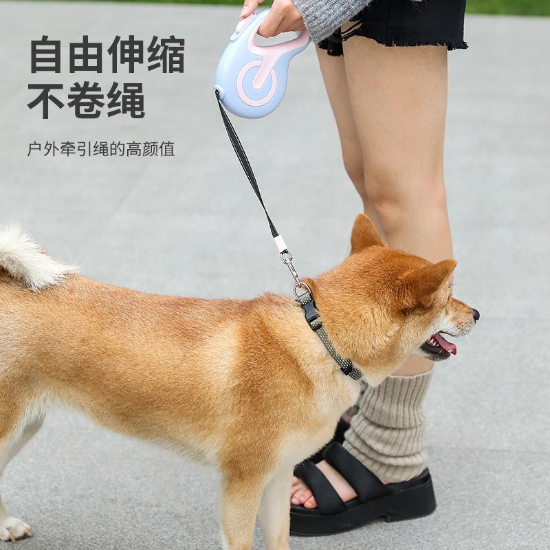直销新款新款宠物牵引器狗狗牵引绳包胶自动伸缩反光狗链子遛狗绳