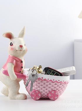 直销新款兔入户钥匙收纳玄关摆件门口客厅鞋柜家居装饰品乔迁新居