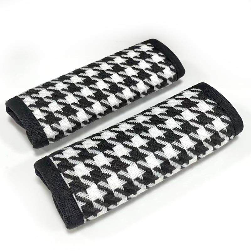 直销新款千鸟格汽车内顶拉手套女手刹套档把套扶手垫内饰套拍档套