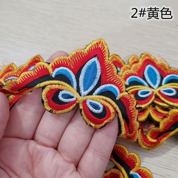 新款直销愤怒小鸟民族风三角刺机绣背胶帽子服装辅料熨烫长条布贴