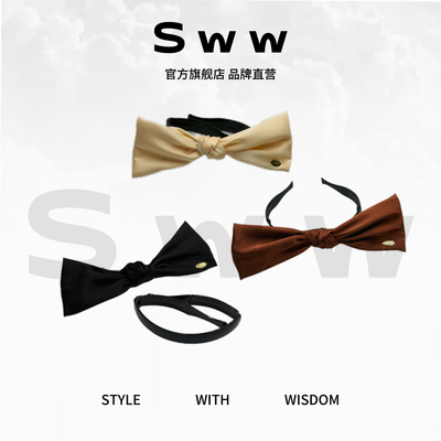 SWW/新款蝴蝶结折叠发箍高颅顶显脸小复古百搭时尚简约头箍发饰