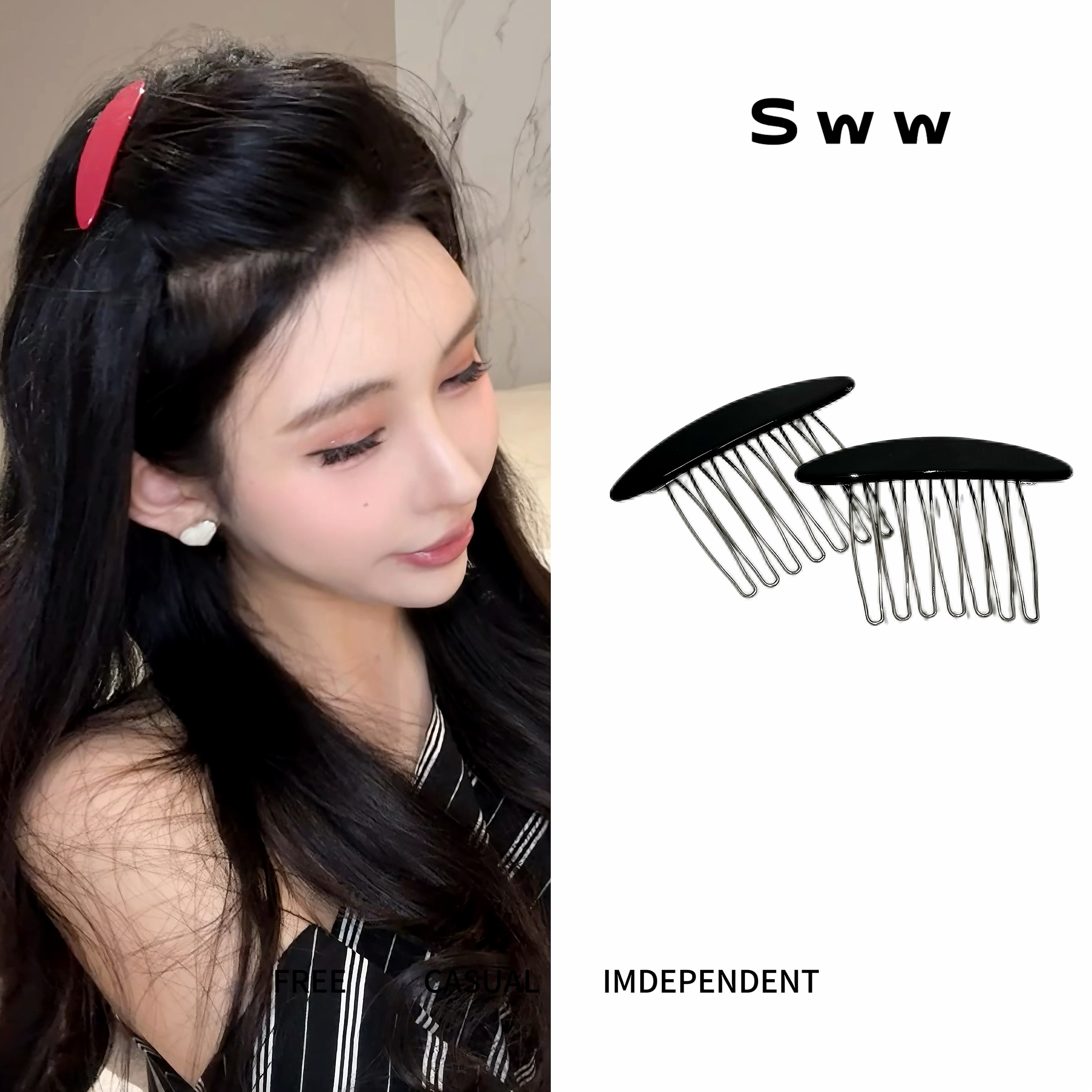 SWW/醋酸碎发蓬松神器  刘海梳公主头防滑侧边盘发头饰发夹发卡