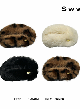 SWW/秋冬毛绒绒大号贝壳夹弧形盘发鲨鱼夹精致后脑勺不硌头发夹