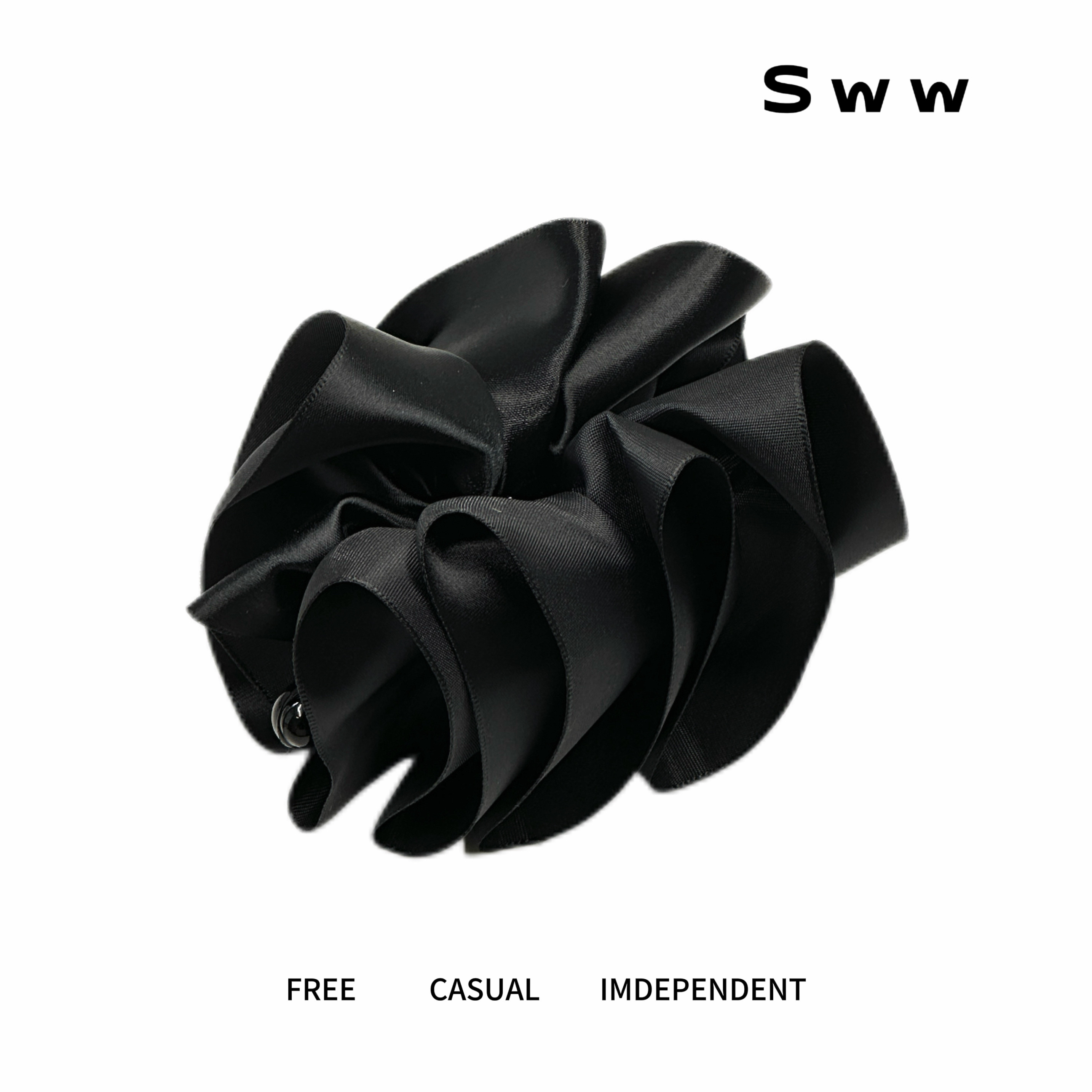 SWW立体蓬松褶皱缎面泡泡香蕉夹显发量后脑勺夹