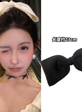 SWW法式简约黑色超大极简风网红百搭鸭嘴夹蝴蝶结发夹头饰发饰