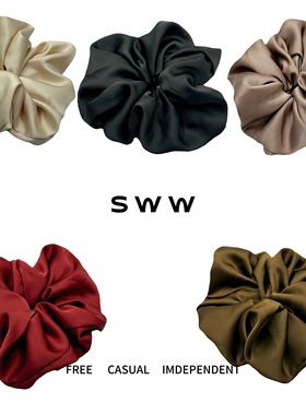 SWW醋酸高级缎面超大发圈简约高级感百搭复古纯色时尚气质发圈