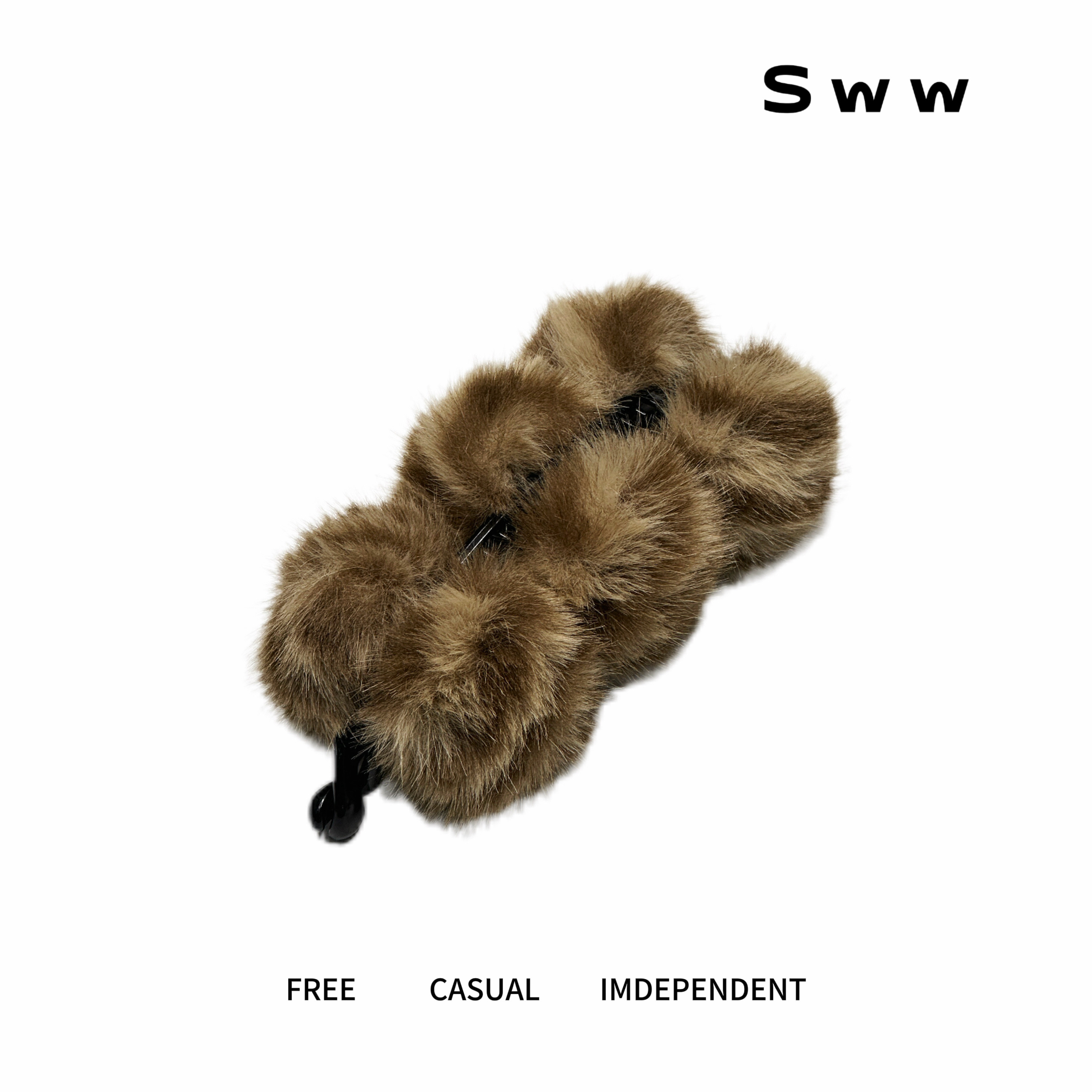 SWW/秋冬新款毛绒绒毛球大号香蕉夹显发量不挑发量后脑勺发夹