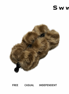 SWW/秋冬新款毛绒绒毛球大号香蕉夹显发量不挑发量后脑勺发夹