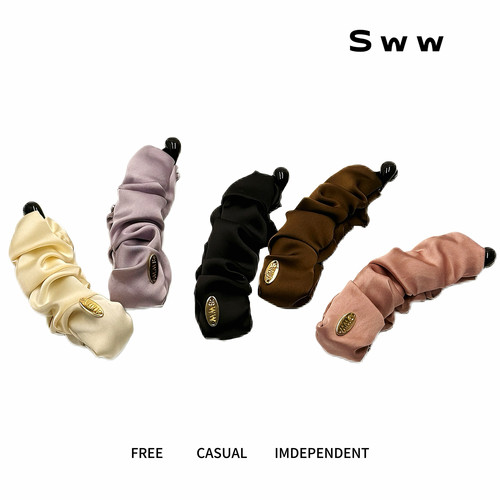 SWW/新款褶皱缎面高级感网红气质香蕉夹后脑勺抓夹时尚百搭发饰