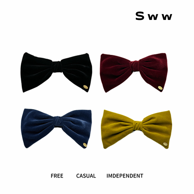 超大号丝绒蝴蝶结发夹