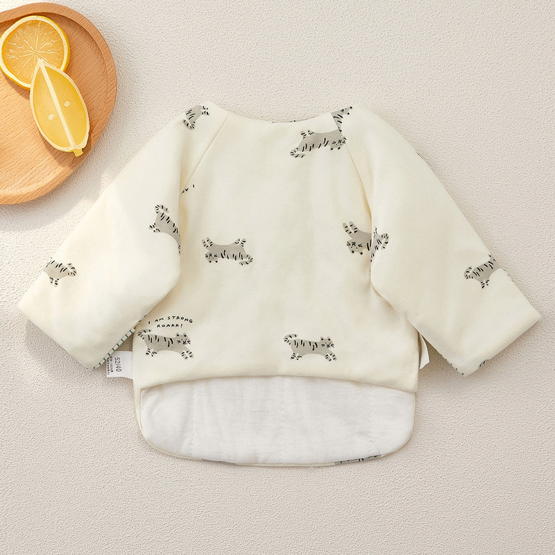 0-3月新生婴儿夹棉保暖半背衣A类纯棉初生童装幼儿加厚上衣冬