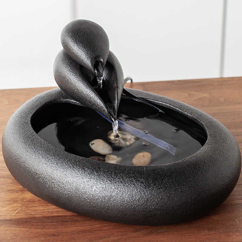 创意陶瓷自动循环流水摆件喷泉鱼缸家居桌面玄关水景生财工艺礼品