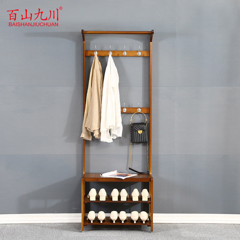 欧式楠竹衣帽架带换鞋凳落地竹木卧室创意衣架成人挂衣架