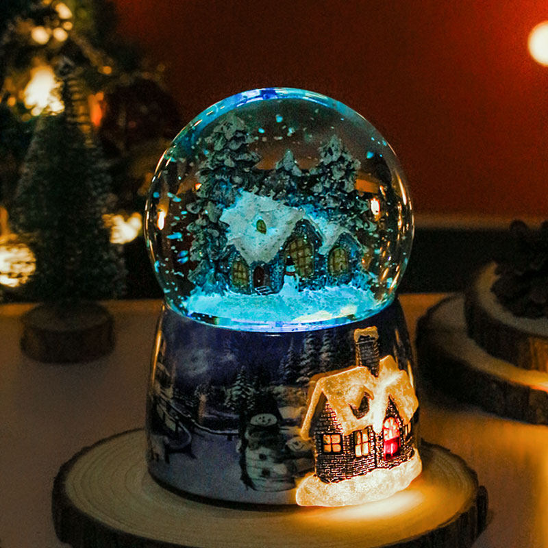 会下雪的水晶球女孩机械发条八音盒音乐盒女童生日礼物飘雪可旋转