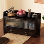 桌面博古架小型多功能置物架茶具茶杯收纳架非实木带门防尘储物架