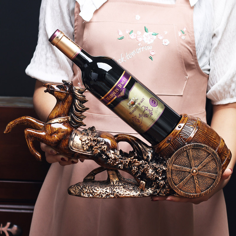 欧式创意马车红酒架高脚摆件酒柜装饰品复古葡萄酒架样板房软装