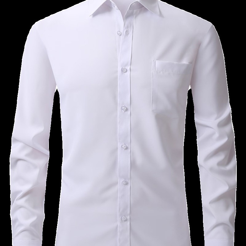 男士长袖白衬衫口袋春秋新款商务职业正装休闲免烫抗皱蓝红黑衬衣
