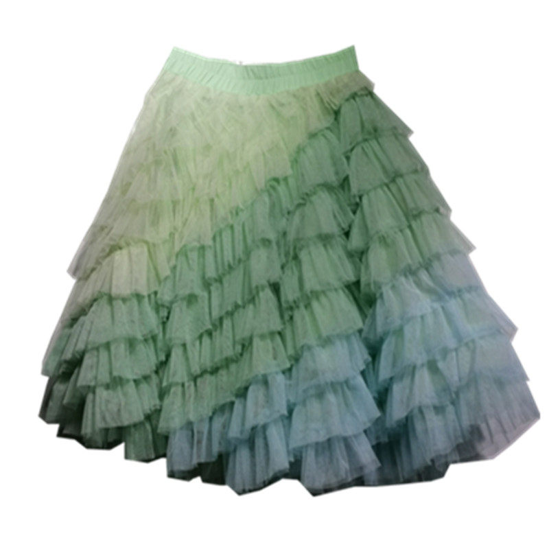 夏季新款小清新皱褶短款纱裙小个子蛋糕裙高腰显高显瘦半身裙蓬蓬