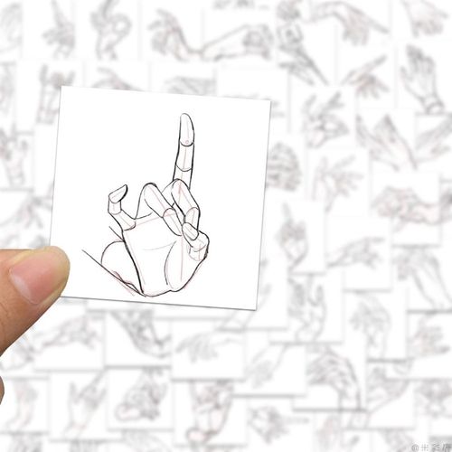 124张手部练习贴纸美术生绘画素材速写素描临摹模板高颜值创意装