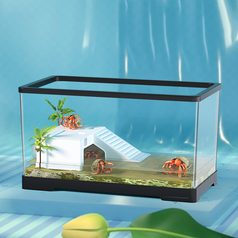 最萌养螃蟹乌龟专用缸造景观赏迷你透明乌龟缸寄居蟹辣椒蟹饲养缸