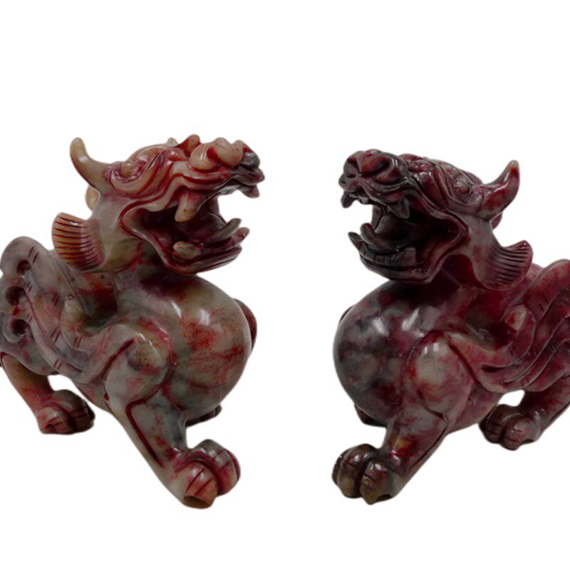 岫玉貔貅一对摆件招财客厅皮丘装饰品办公室商店开业乔迁工艺礼物
