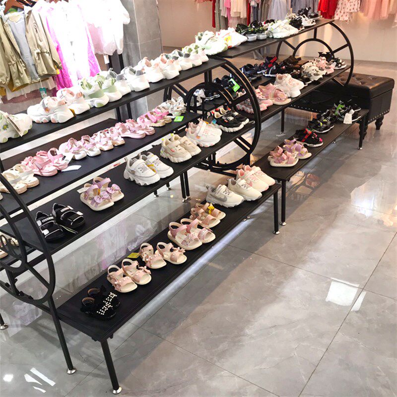 服装店创意车轮流水台展示架服装货架高低展示架多层包架鞋架展柜