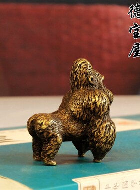 新款纯铜办公室桌面摆件金刚大猩猩摆饰茶几茶宠摆件装饰品