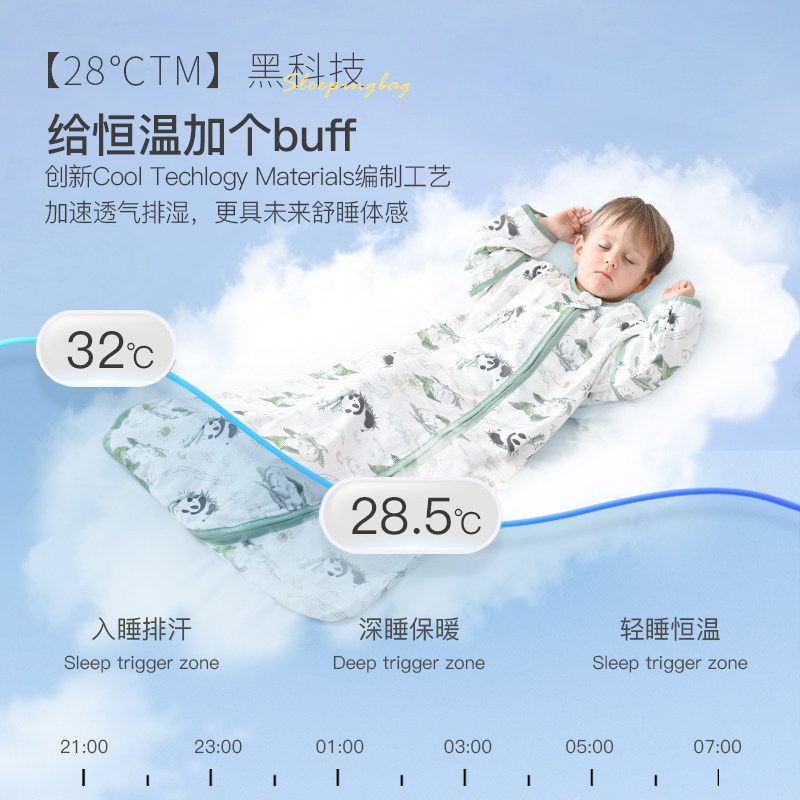 婴儿睡袋春秋夏季薄款宝宝纱布儿童新生儿空调房防踢被子神器夏天