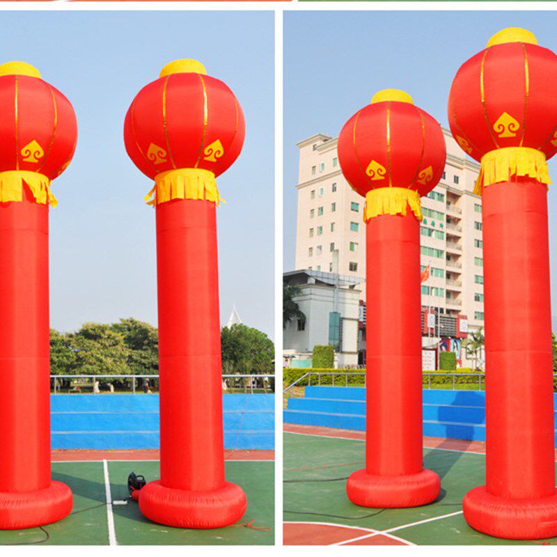 5/6/8米充气立柱 充气灯笼柱 金色盘龙气柱拱门开业广告庆典气模