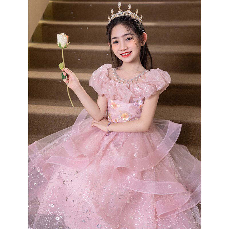 女童礼服裙儿童蓬蓬纱公主裙高端主持人小女孩生日花童钢琴演奏夏