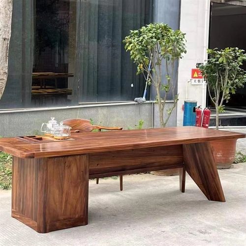 新中式实木茶桌禅意黑胡桃木泡茶桌茶台喝茶桌大长桌设计家具定制