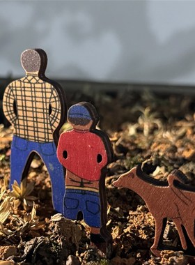 [随地大小便]趣味盆栽木质插牌 父亲儿子狗狗庭院家居花盆装饰