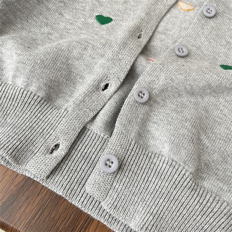 不起球!春秋宝宝爱心针织开衫女童帽衫儿童外套连帽上衣洋气女宝