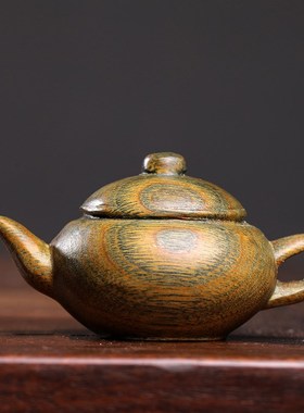 天然绿檀木雕刻简约把把壶木雕手把件摆件文玩小摆件复古挂件