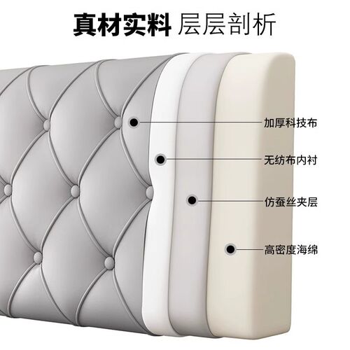 床头软包靠背靠垫靠枕床榻榻米床上靠背垫自粘套罩新款高回弹海绵