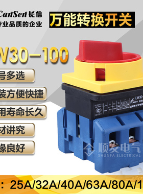 长信温州长江LW30-100 300010 100A转换开关电源开关负载断路开关