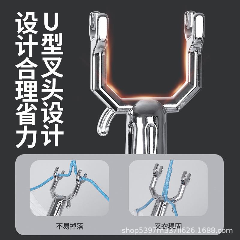 直销新款直供不锈钢伸缩撑衣杆晾衣叉加粗晒衣架家用铝合金挂衣杆